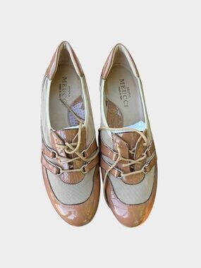 Sesto Meucci women's beige brown ballet shoes Bonnie sneaker Size 8.5